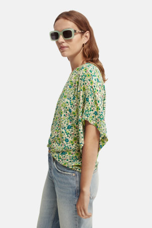 Bluza V zeleni floral P22