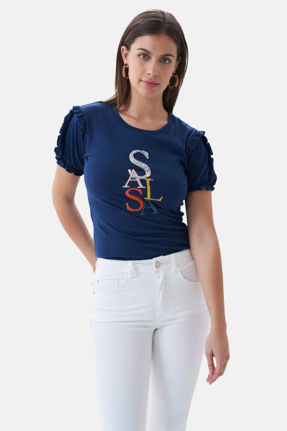 Majica logo puf rukavi plava SS22